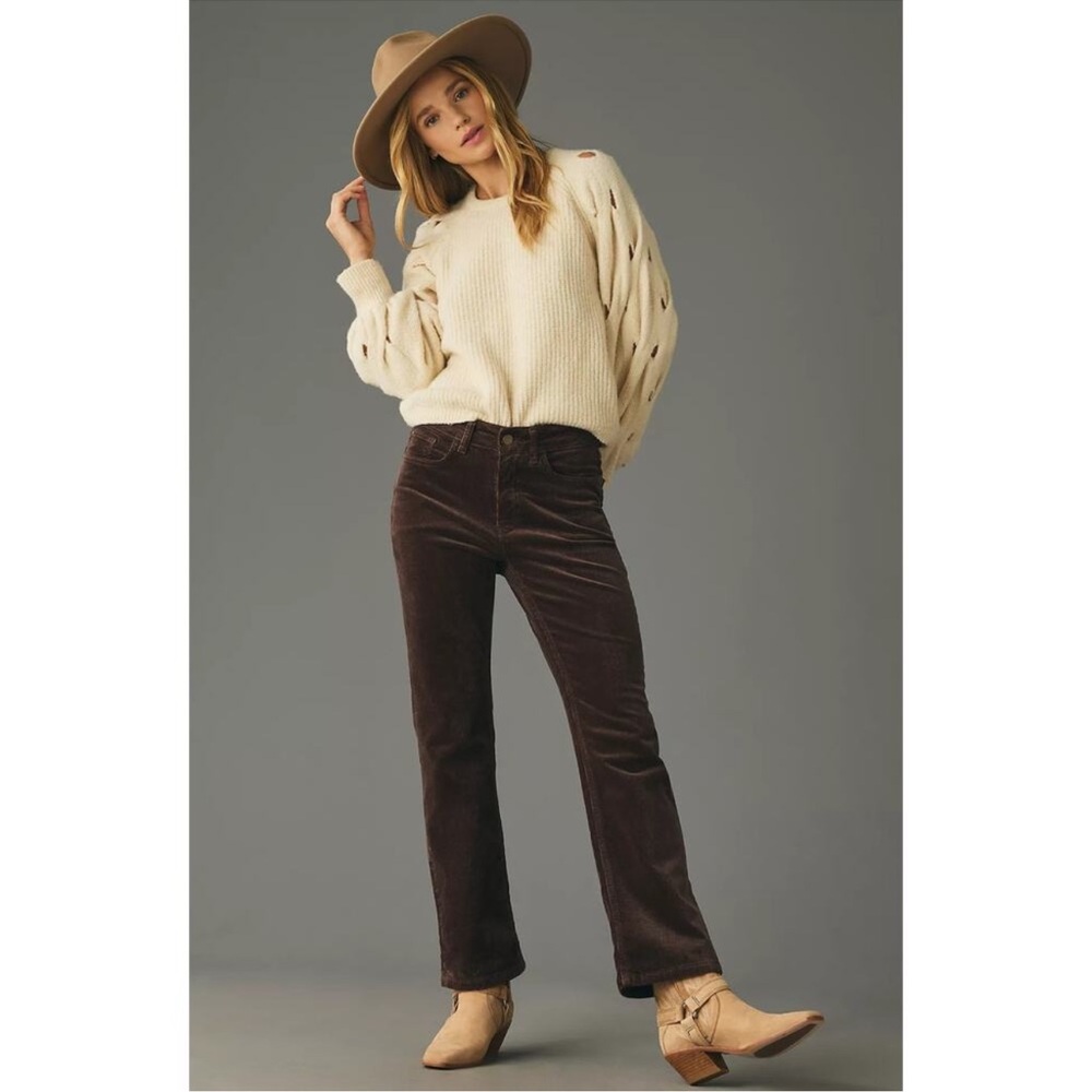 Anthropologie The Yaya Mid-Rise Corduroy Crop Flare Jeans by Pilcro SZ 31